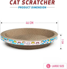 Large Cat Scratcher Bed, 46 cm Round Corrugated Cardboard with Cat Scratching Bowl, Protect Furniture, and Lounger for Cats of Different Sizes, Indoor Play and Rest, (Blue)
