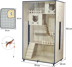 FB-90 WOODEN CAT VILLA (BEIGE)