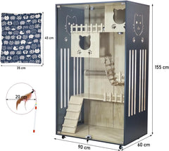 B-8900 WOODEN CAT VILLA (BLACK)