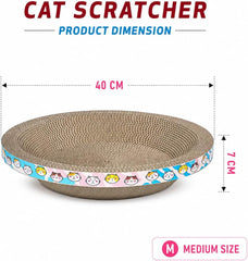 Medium Cat Scratcher Bed, Round Corrugated Cardboard Cat Scratching Bowl, Cozy Cat Lounger for Scratching, Resting and Indoor Play, 40 cm Protect Furniture, (Blue)