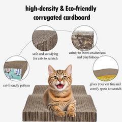 Cat scratcher pad with Wave design, Recyclable cardboard, Suitable for Cats to Rest, Grind claws and Play with Scratch box, Corrugated scratching board with Fun and Attractive, 44.5 cm (Yellow/Blue)