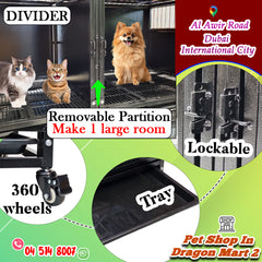 Heavy Duty Pet Cage with Divider Panels, Stackable Indoor Kennel for Multiple Pets, Ventilated & Chew Proof