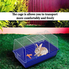 Rabbit cage with Open-top design, Leak-proof base, Durable metal wire, and Detachable design, Plastic rabbit cage for hamsters, Guinea pigs, and Other small pets, Easy to clean 62 cm (Blue)