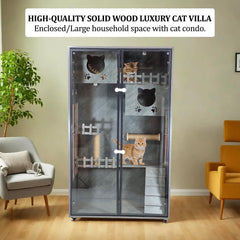 EB-90 WOODEN CAT VILLA (GREY)