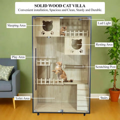 WOODEN CAT VILLA (EB-900) BEIGE