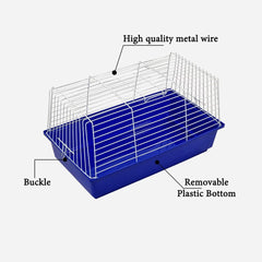 Rabbit cage with Open-top design, Leak-proof base, Durable metal wire, and Detachable design, Plastic rabbit cage for hamsters, Guinea pigs, and Other small pets, Easy to clean 62 cm (Blue)