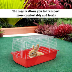 Rabbit cage with Open-top design, Leak-proof base, Durable metal wire, and Detachable design, Plastic rabbit cage for hamsters, Guinea pigs, and Other small pets, Easy to clean 62 cm (Red)