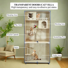 WOODEN CAT VILLA (B-10) BEIGE