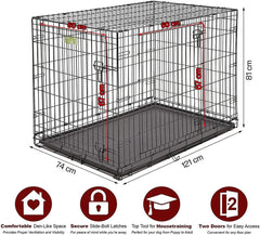 Dog cage dog crate, for large and extra large size dog, large breed dog, outdoor indoor, foldable, easy for carry travel, can open from 2 sides, with tray, dimension 121x74xH81 cm (48 inch size)