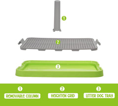 Pet training dog toilet, Durable plastic pee pad holder with Detachable pee post, Grid design, and Non-slip bottom, Suitable for small to medium dogs, Ideal for both indoor and outdoor 51 cm
