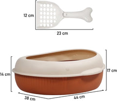 Cat litter box with Detachable design, Leak-proof base, Portable handle, and Litter scoop, Semi-enclosed cat toilet for indoor cats & kittens, Durable PP material, Easy to clean 38 cm