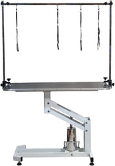 Professional Dog Grooming Table with Z-lift structure, Adjustable Arm, Clamp, and Loop Noose, 190 cm Pet grooming table for All size breed, Salon & Home use, Easy to Clean & Anti-slip desktop (White)