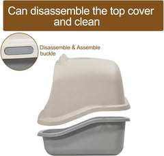 Fully-enclosed cat litter box with Durable plastic, Carrying handle, Sand filter holes, and Litter scoop, Splash-proof cat toilet for Indoor cats & kittens, Easy to clean 45 cm