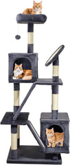 160 cm Cat Tree for Big Cats - Multi-level Indoor Cat Tower with Soft padded Perch, Dangling Ball, Sisal Scratching Board & Comfortable Cat Condo, Easy to Assemble (Grey, Large)
