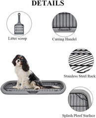 Dog toilet with Sturdy iron mesh, Carrying handle, and Litter scoop, Detachable indoor trainer for medium to large dogs, Flat dog toilet, Ideal for indoor & outdoor use 65 cm, Easy to clean