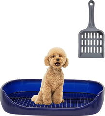 Dog toilet tray with Removable metal grid, Litter scoop, and Leak-proof design, Puppy potty training pad holder for Small to Medium dogs, Ideal for Indoor/Outdoor use, Easy to clean, 48 cm