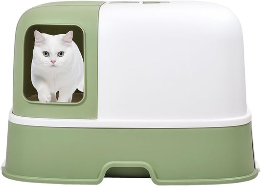 Enclosed cat litter box for cats, Durable cat litter box with Corridor type, Drawer design, Portable handle, Deodorant filter, and Litter scoop, Easy to clean 58 cm