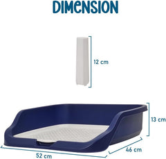 Dog toilet training with Raise edge design, Pee post, and Detachable grid, Durable plastic dog tray for small to medium dogs, Ideal for indoor & outdoor, Leak-proof design 53 cm