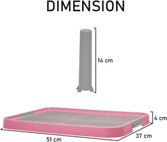 Pet training dog toilet, Durable plastic pee pad holder with Detachable pee post, Grid design, and Non-slip bottom, Suitable for small to medium dogs, Ideal for both indoor and outdoor 51 cm