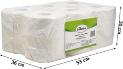 Tissue paper with Virgin pulp and Embossed design, Multi-purpose cleaning wipes, Suitable for Home, Restaurant, Travel, and Hotel bathroom, Dust-free toilet paper, 1 Pack of 6 Rolls 53 cm (White)
