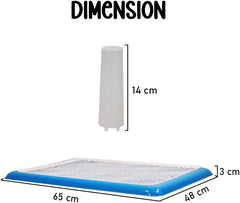 Dog Potty Training Tray - Dog Toilet Pee Pad with Detachable Pee Post - Grid Design & Non-slip Bottom - Indoor/Outdoor Pet Dog Toilet Tray for Large Dogs - Keep Floor Clean 65 cm