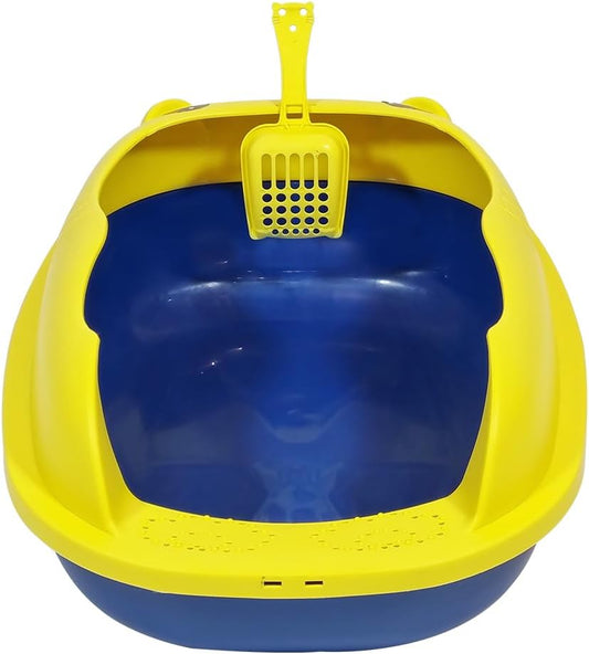 Cat Litter Box with Durable Plastic, Light Weight and Cat Attractive Design, Kitty Litter Tray for Kitten to Adult Indoor Cat, High Sides, Scoop & Anti-Splash, Open Top and Mess Control