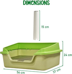 Dog Potty Tray - Dog Toilet for Small to Medium Dogs | Pet Plastic Puppy Training Seat with Splash Proof Design, Stainless Steel Grid & Detachable Pee Post | Indoor & Outdoor (Green, Small)
