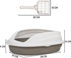 Cat litter box with Durable plastic, Splash-proof design, Detachable design, and Litter scoop, Semi-enclosed cat toilet for small cats, Ideal for indoor/outdoor use, Easy to clean 38 cm