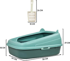 Semi-enclosed cat litter box with Splash-proof design, Sand filter holes, Litter scoop, and Detachable design, Leak-proof & Splash-proof cat toilet for indoor cats, Easy to clean 58 cm