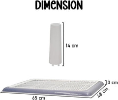 Dog Potty Training Tray - Dog Toilet Pee Pad with Detachable Pee Post - Grid Design & Non-slip Bottom - Indoor/Outdoor Pet Dog Toilet Tray for Large Dogs - Keep Floor Clean 65 cm