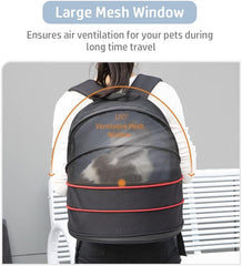 Pet carrier bag for cats and small dogs, Expandable cat backpack with Removable mat, Durable zipper, Ventilated mesh, and Adjustable shoulder straps, Ideal for Outdoor traveling 48 cm