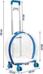 Transparent pet carrier for cats and dogs, Pet stroller with Telescopic handle, Durable zipper, Ventilation holes, and Rolling wheels, Suitable for outdoor activities, 93 cm