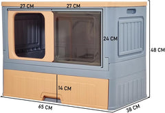 Cat cabinet, Durable 3-layer cat combination litter box with Storage area, Sleeping area, Cat toilet, and Rolling wheels, Durable plastic cat litter box, Ideal for indoor/outdoor use 115 cm