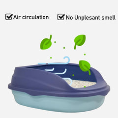 Semi-enclosed cat litter box for medium-sized cats, Durable plastic cat toilet with Splash-proof design, Detachable design, and Litter scoop, Ideal for indoor/outdoor use 46 cm
