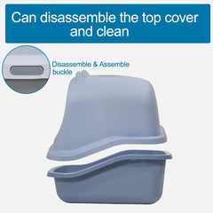 Fully-enclosed cat litter box with Durable plastic, Carrying handle, Sand filter holes, and Litter scoop, Splash-proof cat toilet for Indoor cats & kittens, Easy to clean 45 cm