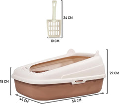 Semi-enclosed cat litter box with Splash-proof design, Sand filter holes, Litter scoop, and Detachable design, Leak-proof & Splash-proof cat toilet for indoor cats, Easy to clean 58 cm