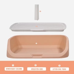 Dog toilet training with Raise edge design, Pee post, and Detachable grid, Durable plastic dog tray for small to medium dogs, Ideal for indoor & outdoor, Leak-proof design 53 cm