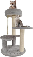 Cat tree with Soft padded perch, Playing rope, and Natural sisal scratching post, Durable cat tree climbing frame for cats & kittens, Suitable for indoor use, Easy to assemble 66 cm (Grey)