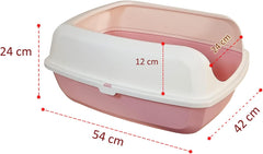 Semi-enclosed cat litter box with Detachable design, Raised edges, and Litter scoop, Durable plastic cat toilet for medium to large cats, Suitable for indoor/outdoor use, Easy to clean 54 cm