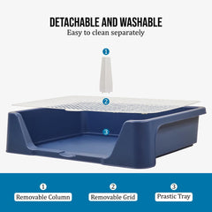 Pet dog toilet for medium-large breeds, Durable plastic dog tray with Column design, Raised fence, and Detachable grid design, Leak-proof dog potty tray, Ideal for indoor & outdoor 50 cm