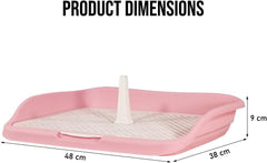 Dog toilet tray for small to medium dogs, Anti-splash plastic dog training tray with Raised fence, Column design, and Grid design, Detachable dog toilet for indoor pets, Easy to clean 48 cm