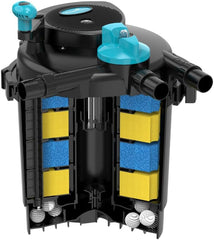 AllPondSolutions Pressurised Koi Fish Pond Filter with UV Steriliser – All in one UV Pond Filter System - Easy to Clean & Maintain - for Outdoor Ponds Up to 5000 litres - PFC-5000