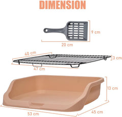 Dog toilet for small to medium dogs, Durable pet potty training tray with Raised design, shovel, and Detachable stainless steel grid, Ideal for indoor & outdoor, Easy to clean 53 cm