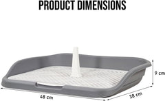Dog toilet tray for small to medium dogs, Anti-splash plastic dog training tray with Raised fence, Column design, and Grid design, Detachable dog toilet for indoor pets, Easy to clean 48 cm