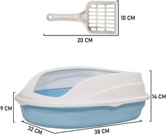 Cat litter box with Durable plastic, Splash-proof design, Detachable design, and Litter scoop, Semi-enclosed cat toilet for small cats, Ideal for indoor/outdoor use, Easy to clean 38 cm