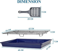 Pet potty training toilet, Sturdy leak-proof dog training tray with Stainless steel grid and Litter scoop, Ideal for medium to large breeds, Keeps paws dry and floors clean 65 cm
