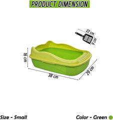 Anti-splash cat litter box with Enclosed design, Easy to clean, Durable plastic material and Removable, Cat Litter Pan with Scoop, Portable, Large size, High fence, and All size cats