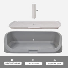 Dog toilet training with Raise edge design, Pee post, and Detachable grid, Durable plastic dog tray for small to medium dogs, Ideal for indoor & outdoor, Leak-proof design 53 cm