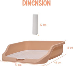 Dog toilet training with Raise edge design, Pee post, and Detachable grid, Durable plastic dog tray for small to medium dogs, Ideal for indoor & outdoor, Leak-proof design 53 cm