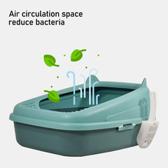 Semi-enclosed cat litter box with Splash-proof design, Sand filter holes, Litter scoop, and Detachable design, Leak-proof & Splash-proof cat toilet for indoor cats, Easy to clean 58 cm